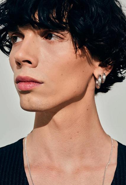 Tom Wood Chunky Hoops Satin Medium Silver